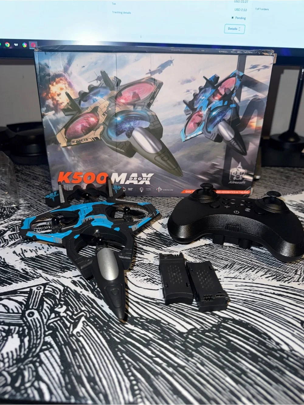 K500 M Drone RC Quadcopter - Black & Blue with Controller